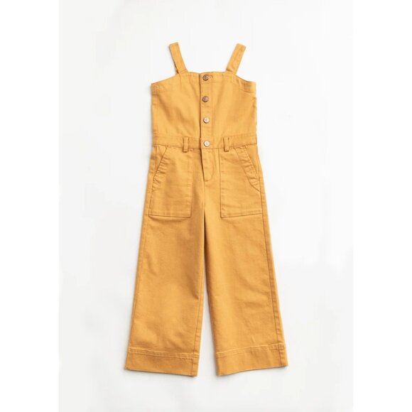 Finding Foxtale Cartwheel Jumpsuit Yellow Girls 10 Mustard Gold Button-Front Jum